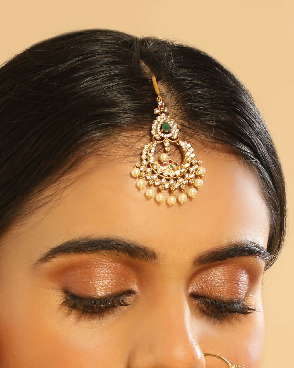 Nuyug 18K Gold Plated Ethereal Pearl Drops Maang Tikka - Distacart
