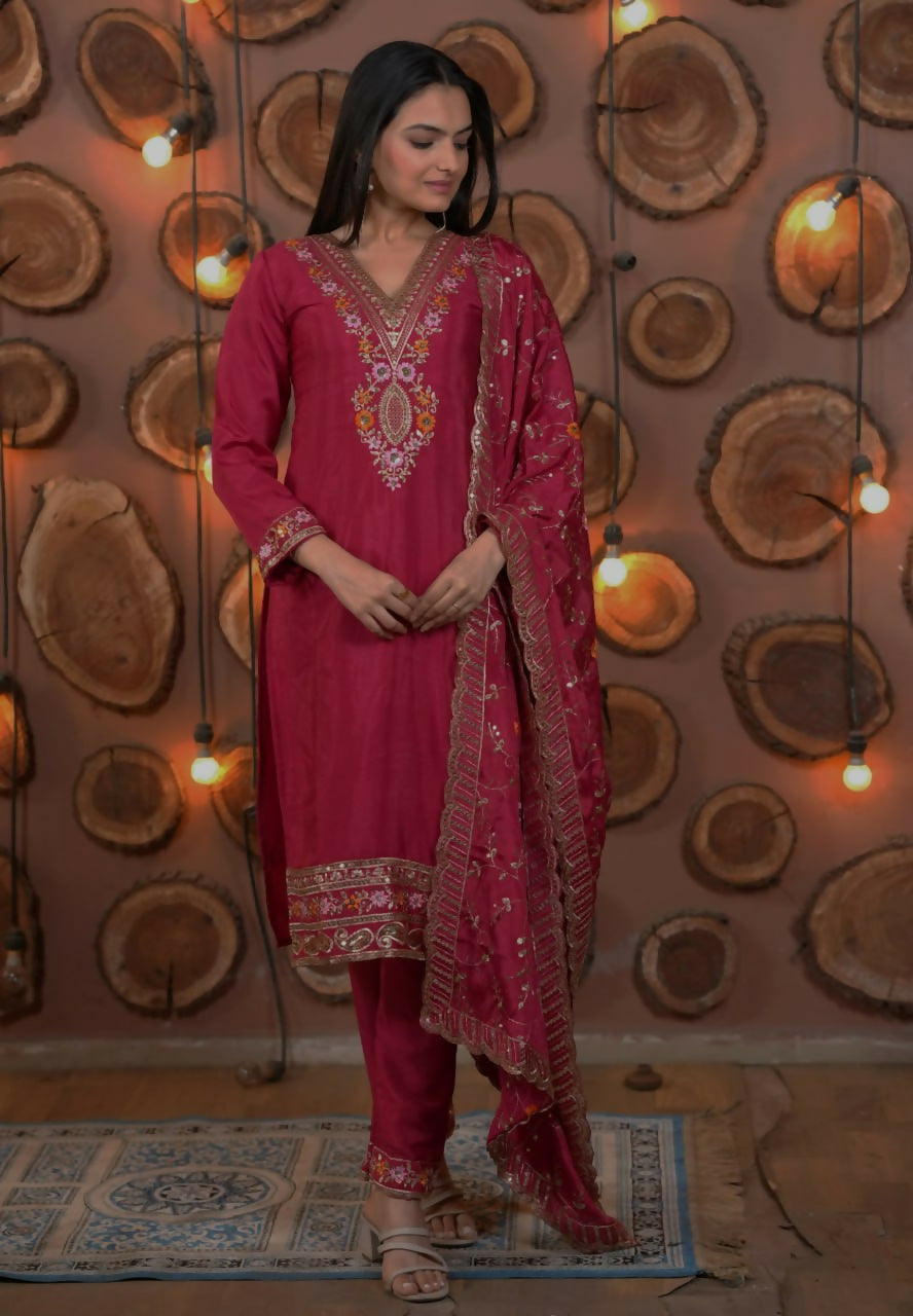 Teeya Creation Rani Color Chinon Silk Functional Wear Trending Kurti - Distacart