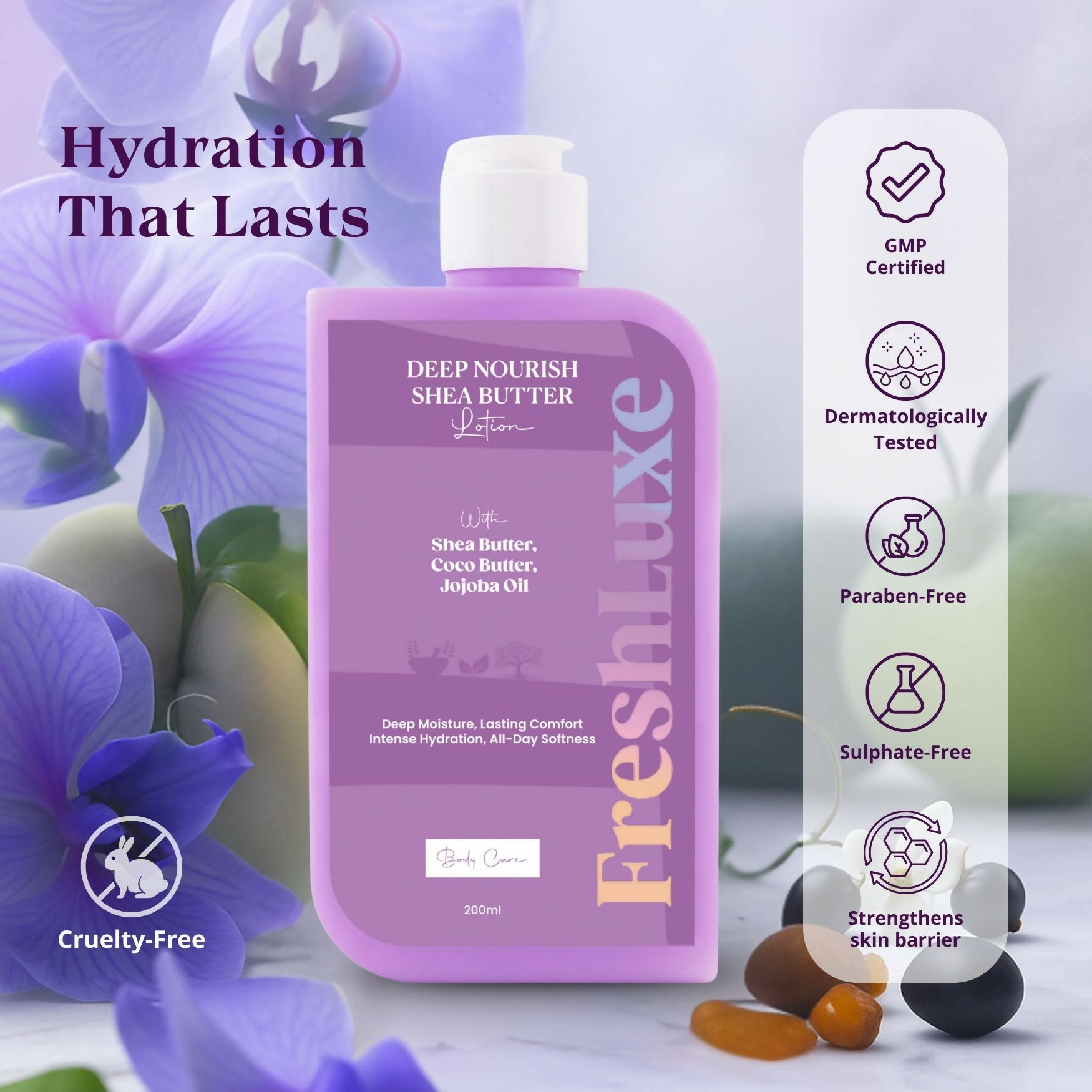 FreshLuxe Shea Butter Lotion with Coco Butter & Jojoba Oil For Deep Moisturization - Distacart
