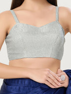 Joban Fashion Women Polyester Silver Stitched Blouse