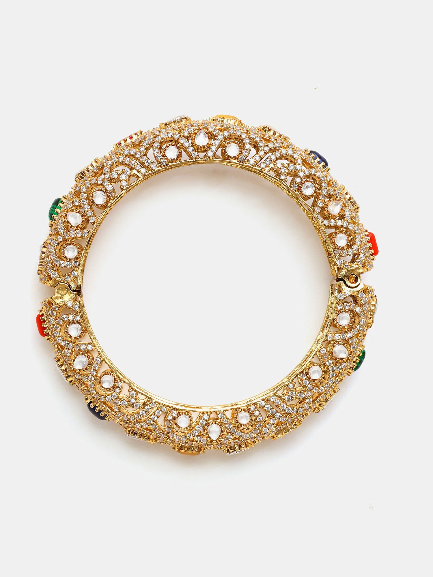 Ruby Raang 22k Gold Polished Multi Kundan Bracelet - Distacart