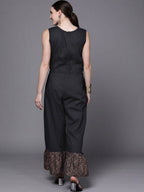 Ahalyaa Women Black Printed Basic Jumpsuit - Distacart