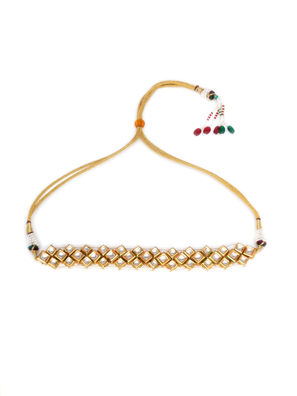Kundan & Pearl Neckpiece (Gold) - Ruby Raang