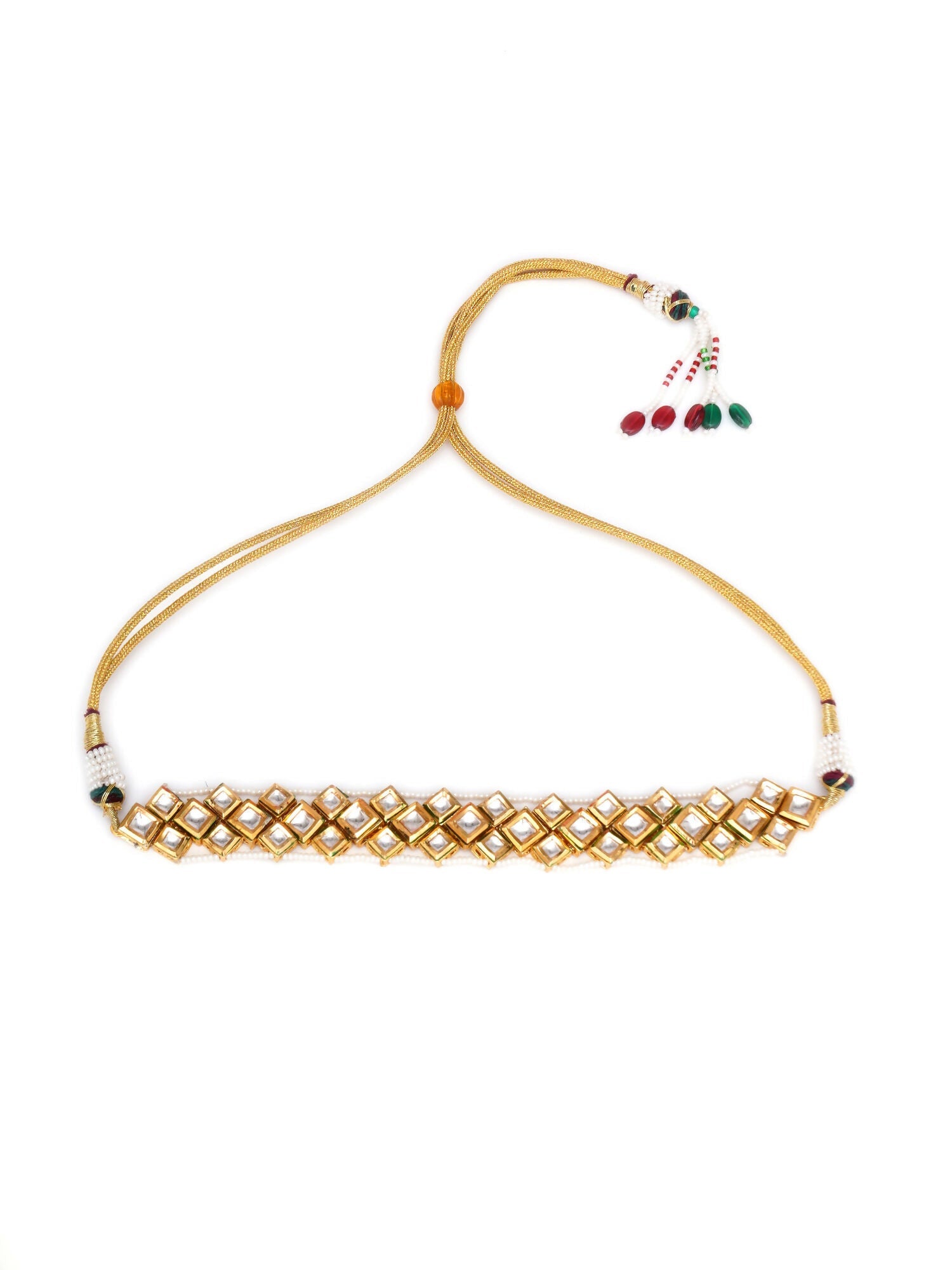 Kundan & Pearl Neckpiece (Gold) - Ruby Raang