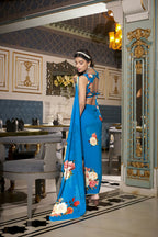 Vastranavya Firozi Spectacular Georgette Printed with Pearl Lace Saree with Unstitched Blouse - Distacart