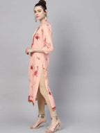 Ahalyaa Peach Crepe Digital Print Kurta - Distacart