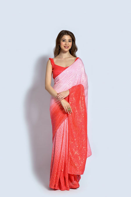 Vegaa Fashion Peach Ichitra Silk Embroidered Party Wear Saree