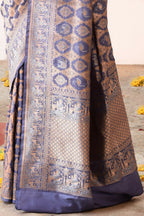 Joban Fashion Lavender Pure Katan Pure Handloom Banarasi Silk Saree