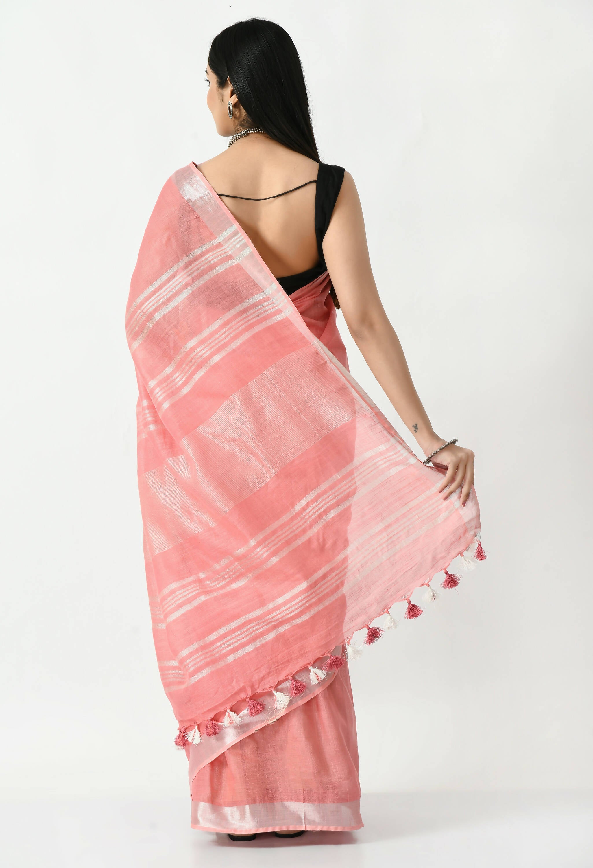 Mominos Fashion Moeza Light Gajari Bhagalpuri Handloom Silk Linen Saree with unstitched Blouse piece - Distacart