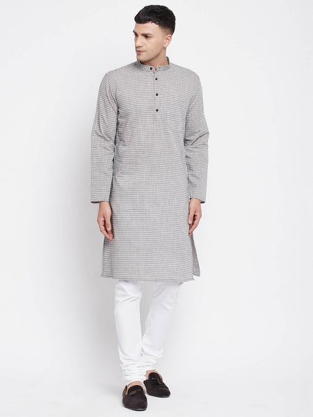 Even Apparels White Pure Cotton Men's Long Kurta With Band Collar