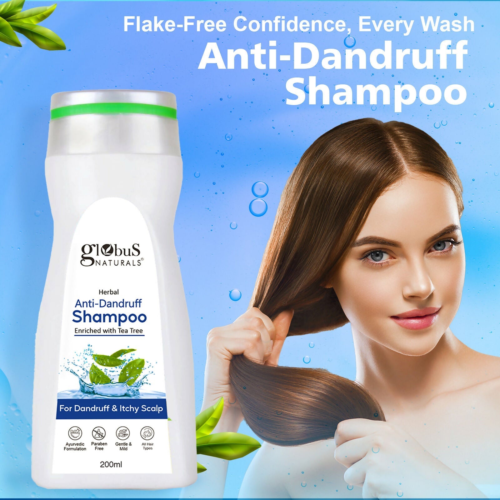 Globus Naturals Anti Dandruff Shampoo, For Dandruff and Itchy Scalp, Suitable For All Hair Types - Distacart