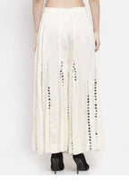 Mominos Fashion Moeza Reyon Cotton White Color Mirror Work Palazzo