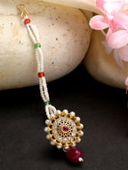 NVR Women's Gold-Polished CZ Stone-Studded Borla Maang Tikka - Distacart