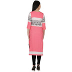Kanoor Women's pink A Line Round Neck kurti