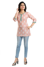 Snehal Creations Pretty Pastel Peach Rayon Short Kurti Tunic Top - Distacart
