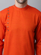Even Apparels Orange Pure Cotton Kurta With Side Placket - Distacart