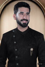 Joban Fashion Men's Black Satin Kurta with Pyjama