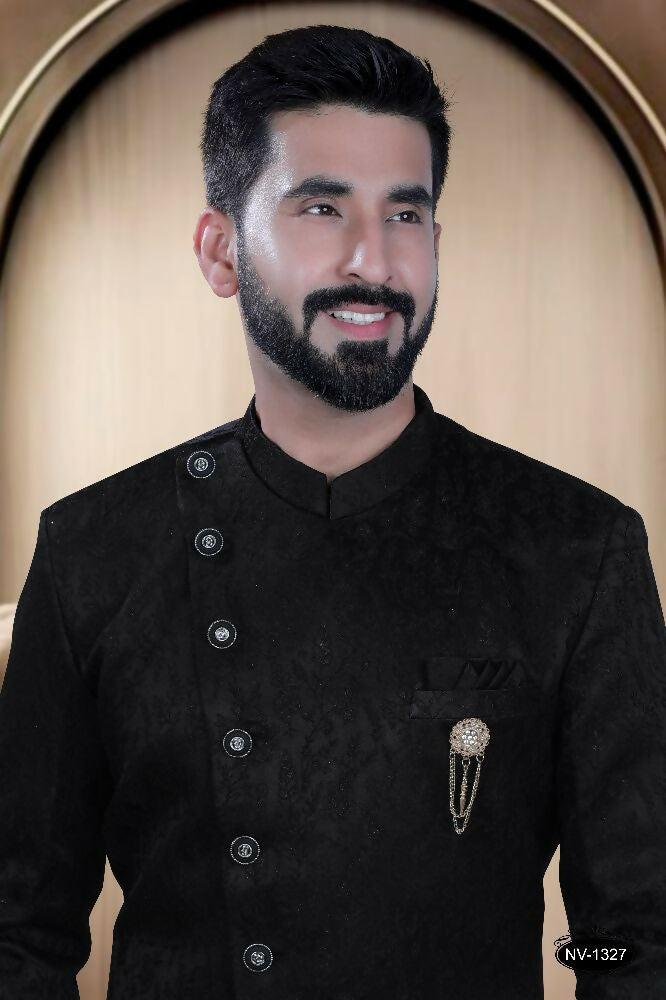 Joban Fashion Men's Black Satin Kurta with Pyjama