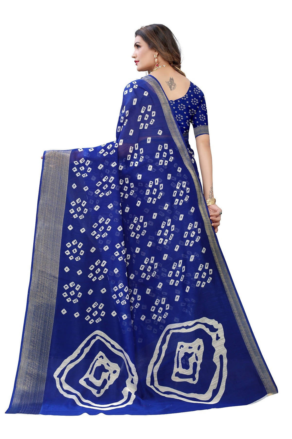 Vamika Beautiful Blue Linen Jari Border Saree (RADHIKA BLUE) - Distacart