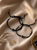 NVR Women Set of 2 Black Beaded Evil Eye Anklet - Distacart