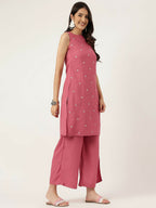 Joban Fashion Rust Rayon and Embroidered Work Straight Kurta Bottom Set