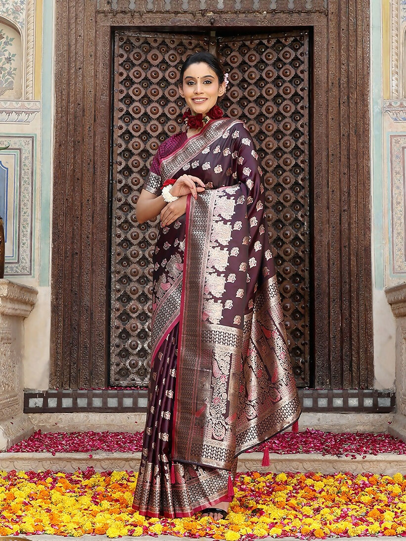 Shree Shyam Fashion Purple Silk Saree - Distacart