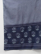 Yufta Women Navy Blue Gotta Patti Pure Cotton Kurta with Palazzo and Dupatta