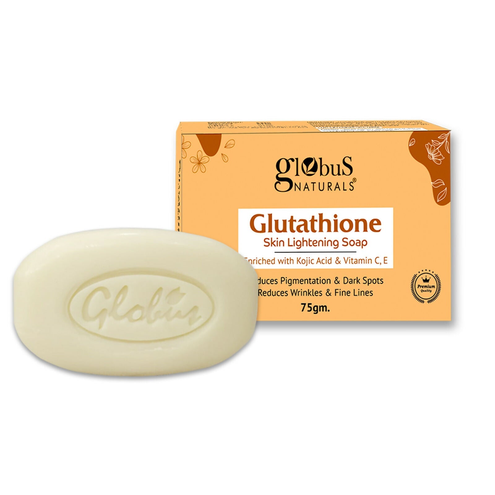 Globus Naturals Glutathione Skin Lightening Soap Enriched with Kojic Acid & Vitamin C, E, Reduces Dark Spots, Wrinkles & Fine Lines - Distacart