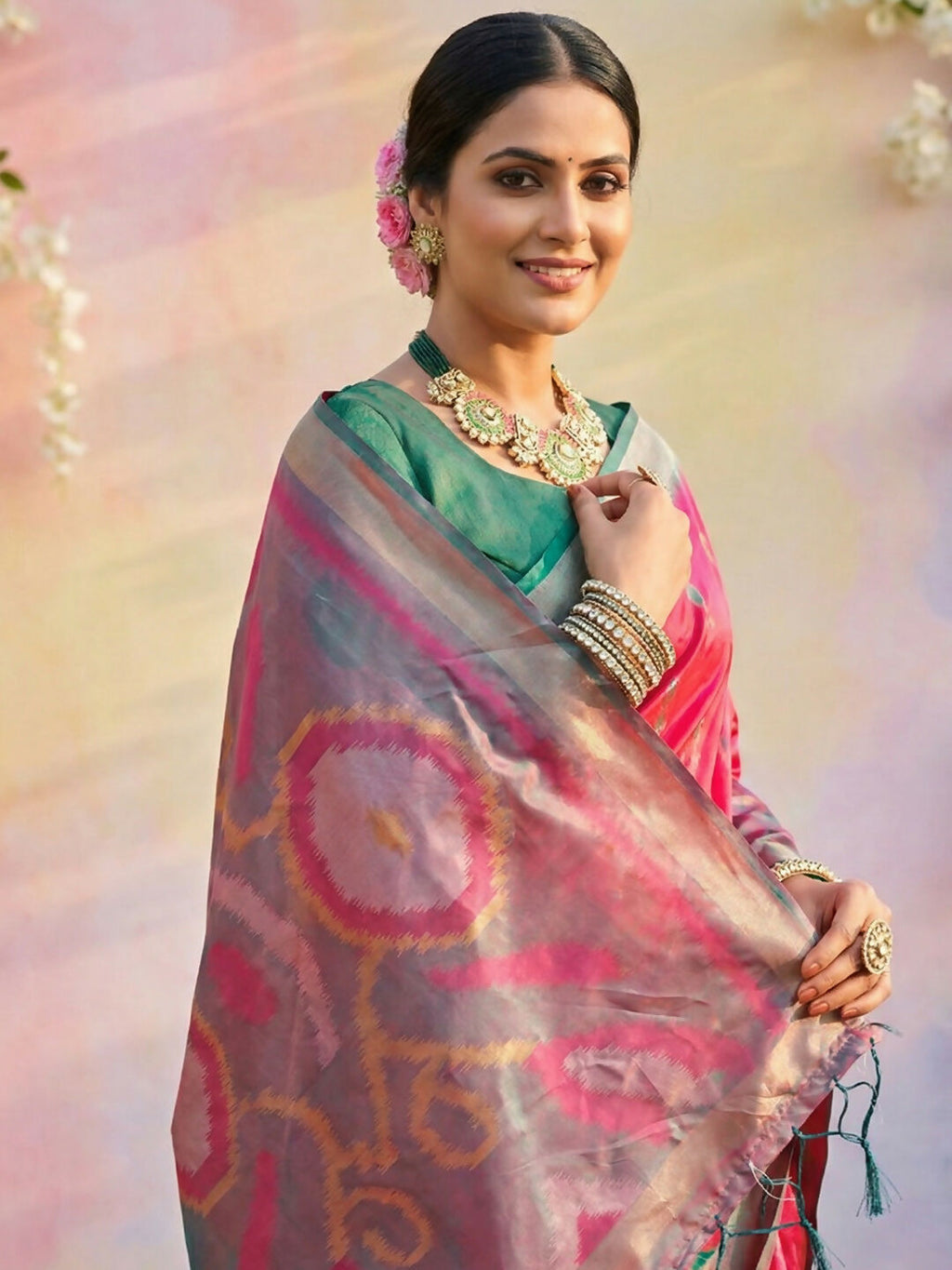 Shree Shyam Fashion Pink Soft Silk Saree - Distacart