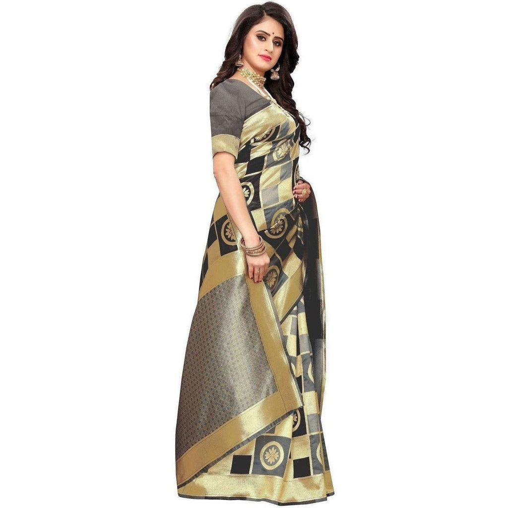 Vamika Banarasi Jaquard Grey Weaving Saree (Banarasi 24)