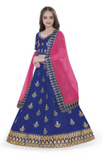 Dwiden Royal Blue Kamal Tafetta Sattin Semi-Stitched Girl's Lehenga Choli