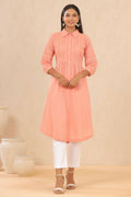 Juniper Womens Blush Pink Cotton Slub Solid Mid Length Shirt Dress With Lace Detailing - Distacart