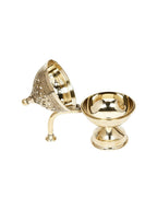 CraftVatika Gold-Toned Dhoop Dani Loban With Handle & Incense Stick Holder Showpiece