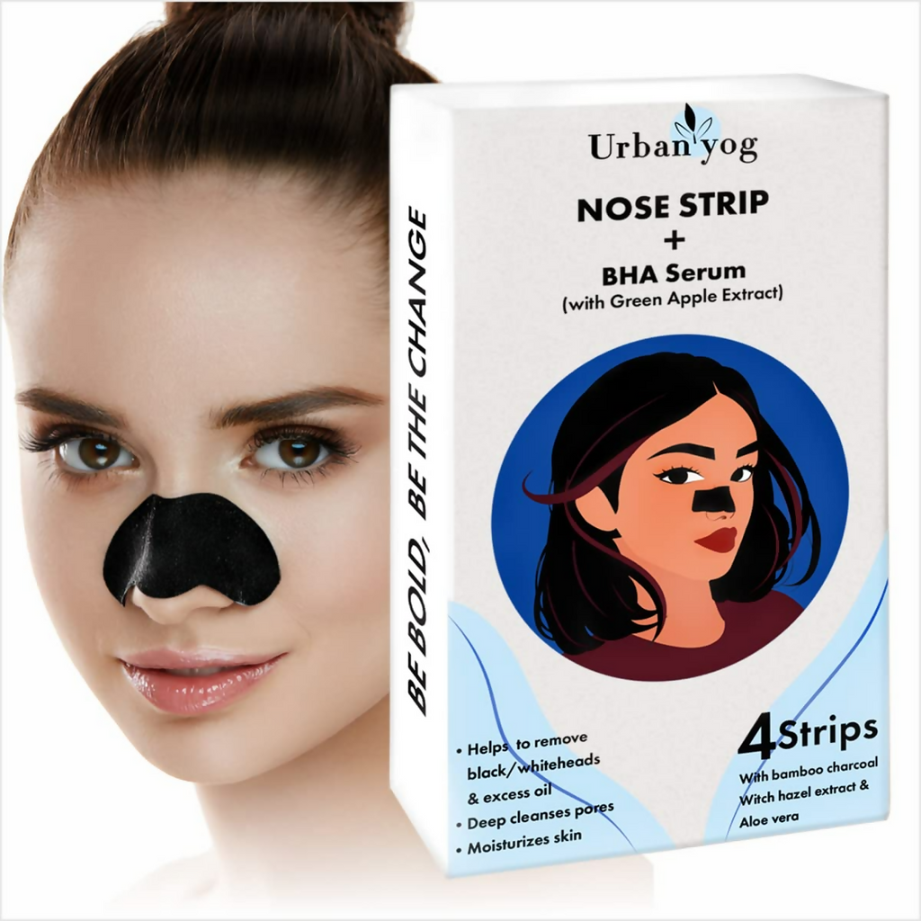 Urban Yog Nose Strip for Blackheads & Whiteheads Removal (4 Strips) + BHA Serum - Distacart