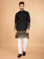 Vastranavya Black Exclusive Festival Wear Viscose Silk Thread & Sequence Embroidered Work Kurta