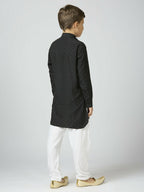 Joban Fashion Kids Island Full Sleeves Texture Cotton Kurta and Pyjama Set - Black - Distacart