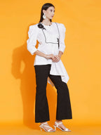 Women Republic White Shirt With Sequence Embroidery And Bellbotton Pants - Distacart