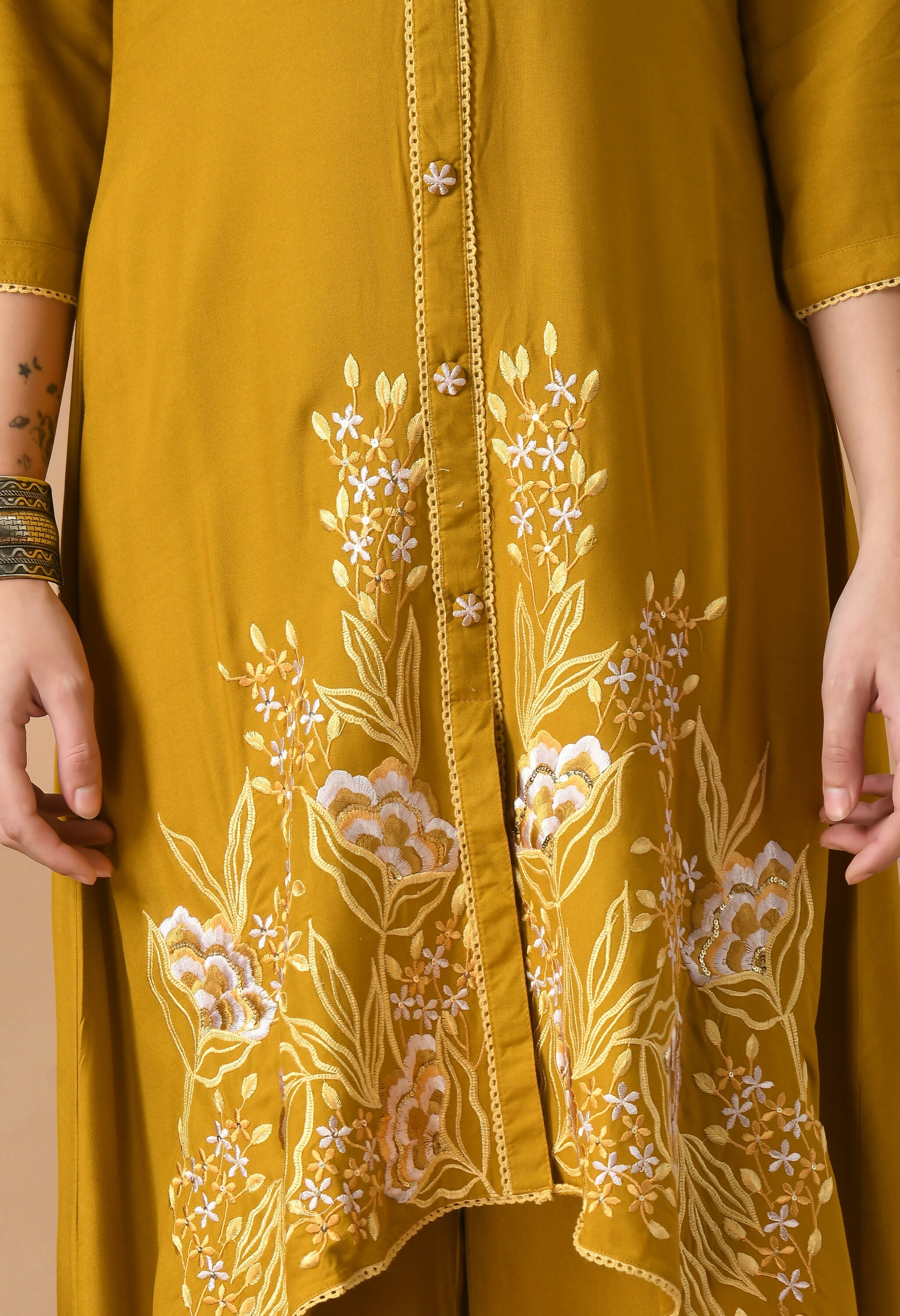 Joban Fashion Mustard Cotton Rayon Kurta Set