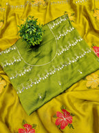 Teeya Creation Yellow Rangoli Silk Embroidery Work Party Wear Designer Saree - Distacart