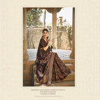Brown Gajji Silk Gota With Minakari Work Saree With Unstitched Blouse - Norita Gajri