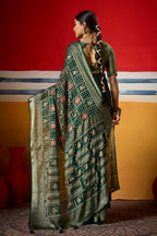 Joban Fashion Bottle Green Dull Moss Brasso Saree - Distacart