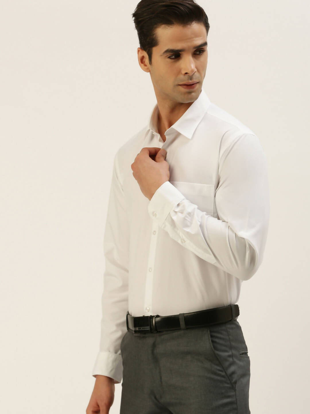 Ramraj Cotton Mens Full Sleeve Formal Poly Cotton White Shirt