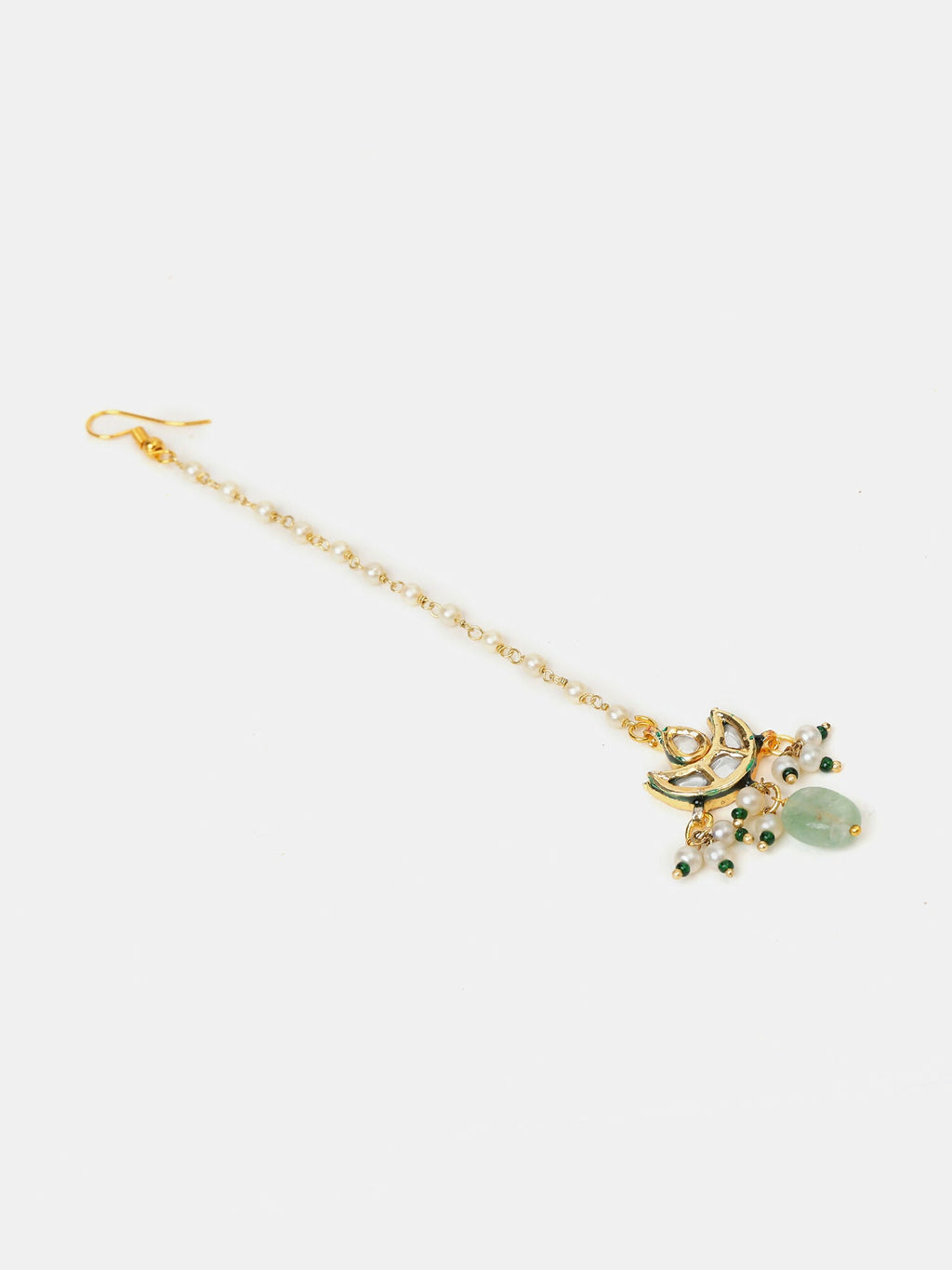 Ruby Raang Pearl Glow Necklace With Matching Earrings And Maang Tikka - Distacart
