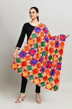 Joban Fashion Multi Color Cotton Embroidery Work Phulkari Dupatta