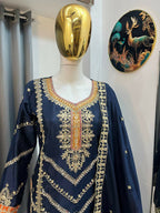 Teeya Creation Blue Color Chinon Silk Party Wear Trending Palazzo Set - Distacart