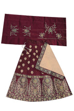 Dwiden Maroon Gulab Tafetta Sattin Semi-Stitched Girl'S Lehenga Choli
