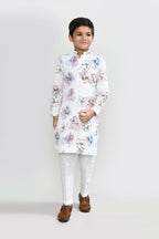 Joban Fashion Cotton White Kurta With Straight Fit Pant