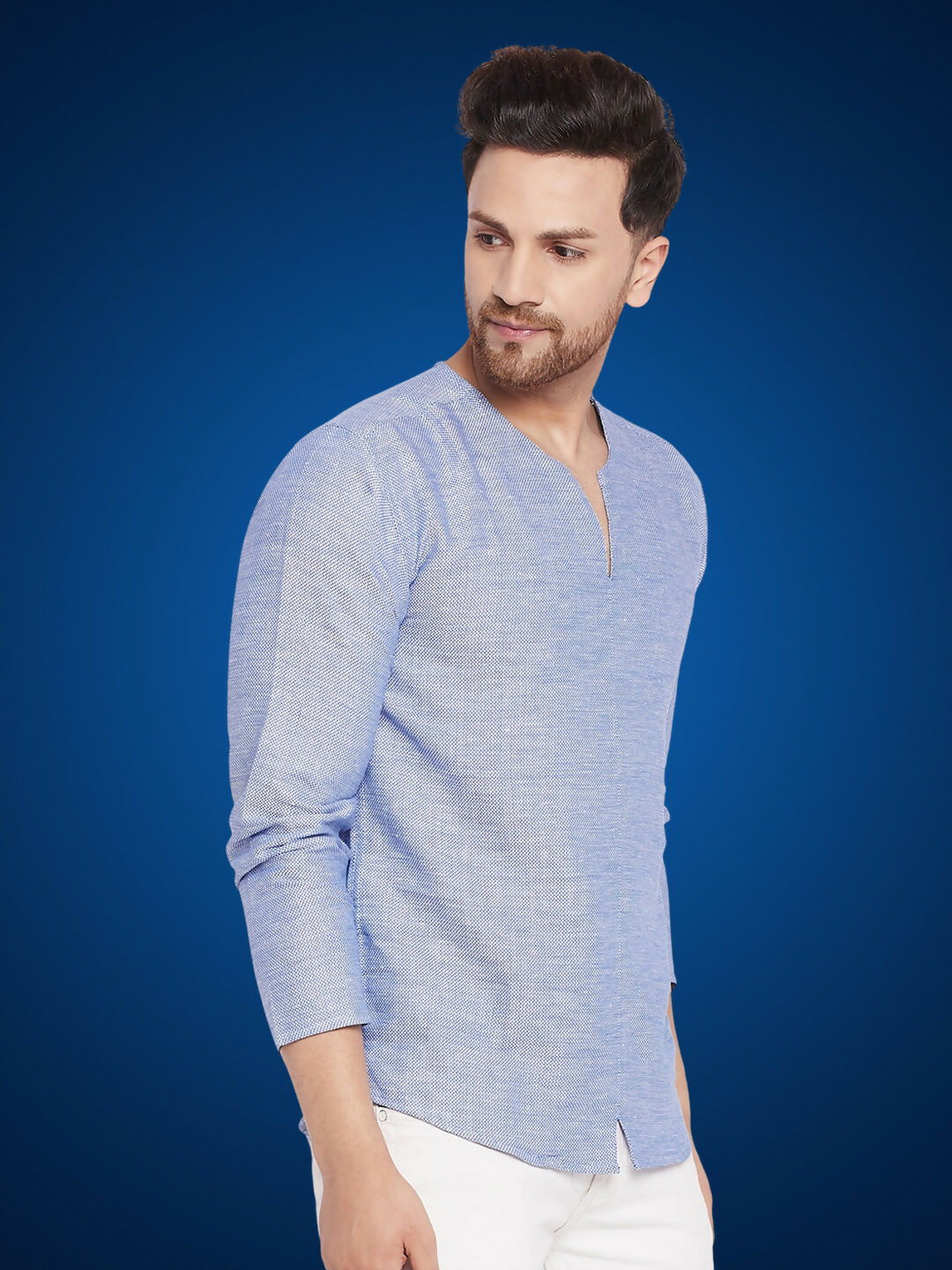 Even Apparels Men's Pure Cotton Blue Kurta