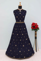 Vastranavya Navy Blue Georgette Embroidered Sequins Work Anarkali Style A Line Suits
