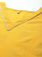 Ahalyaa Women Mustard Yellow Floral Printed Pure Cotton Co-Ords - Distacart